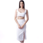 Cropped e Saia midi com fenda lateral
